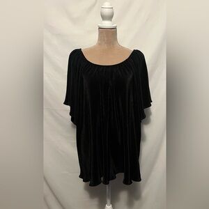 Roz & Ali Black Flowy Casual to Dressy Short Sleeve Top 2X